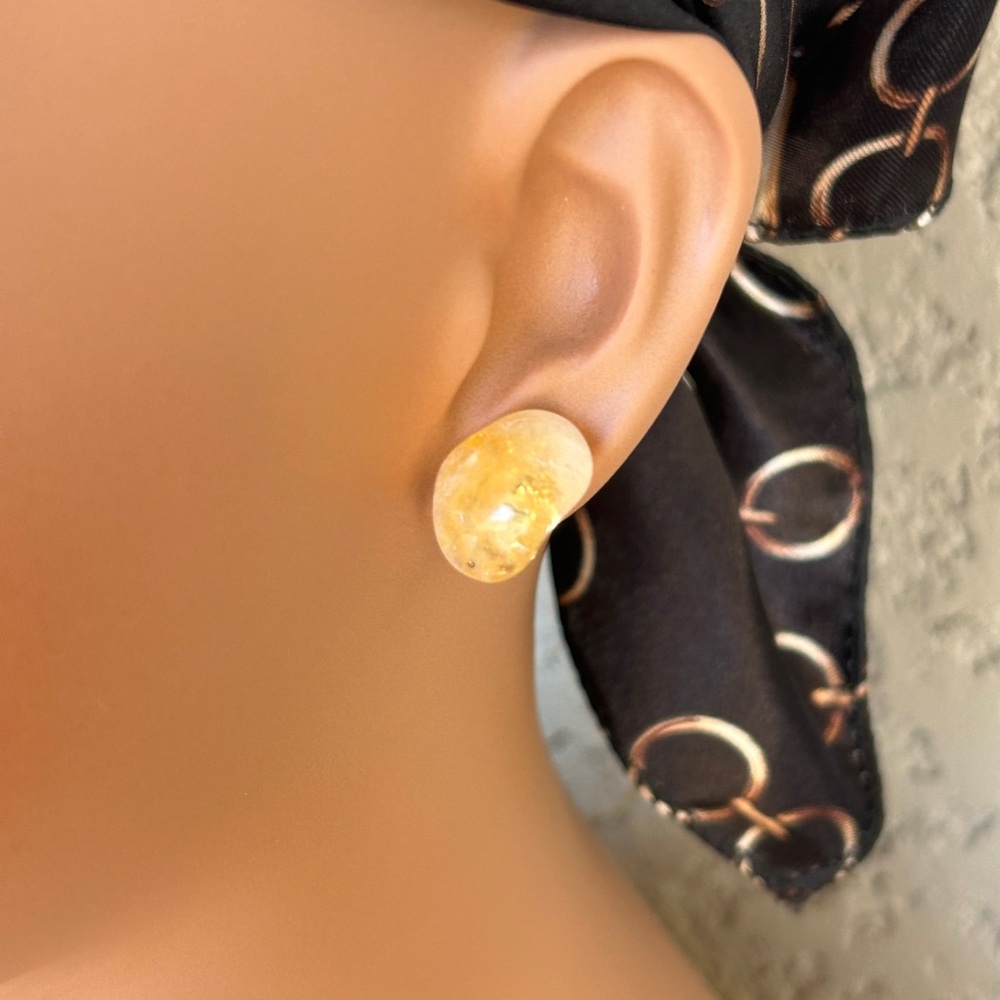 Dainty Citrine Stone Studs
